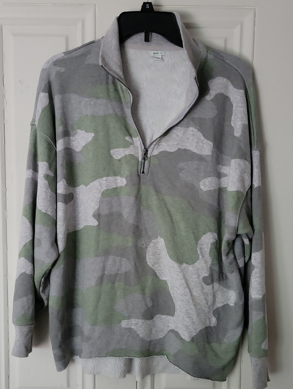 aerie Women's Camouflage Zip-Up Sweater — Gray & Green